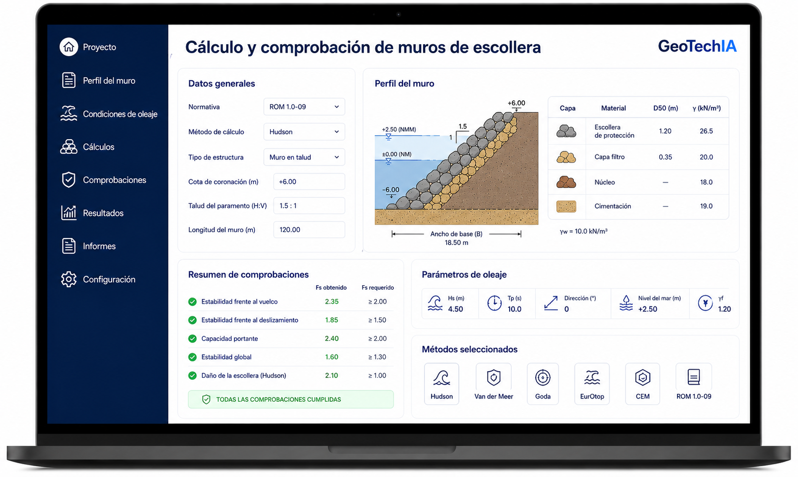 Calculadora muros escollera